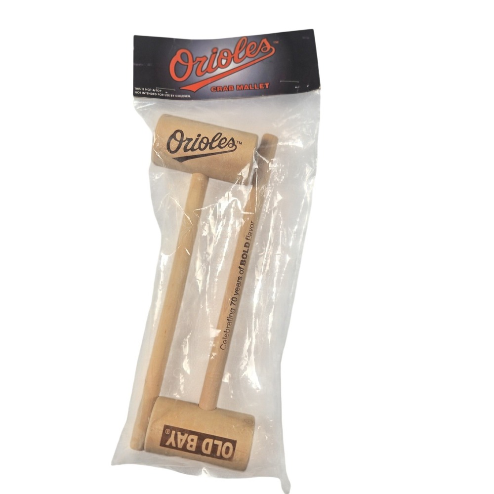 Old Bay Orioles Crab Mallet Set Wooden Seafood Hammer Kitchen Tool NWT Maryland
